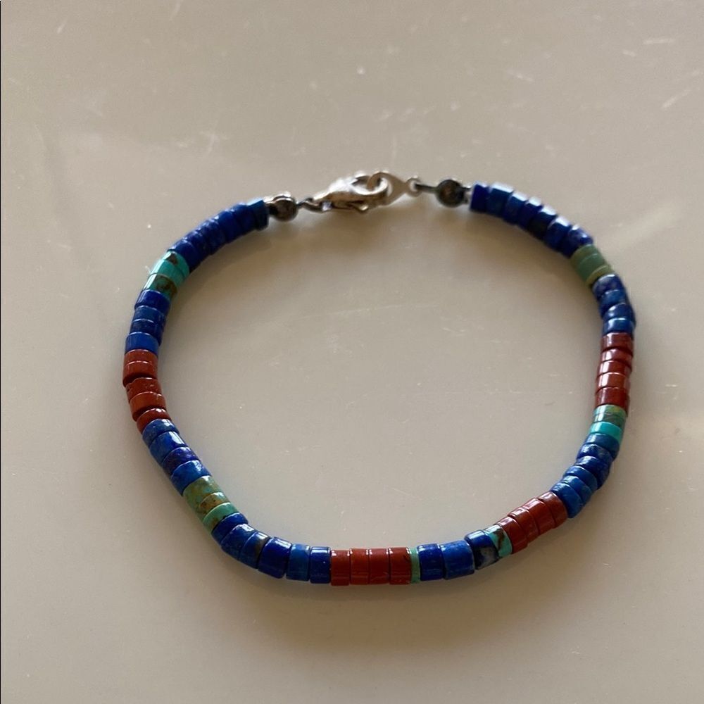 Vintage multi gemstone heishi bead bracelet